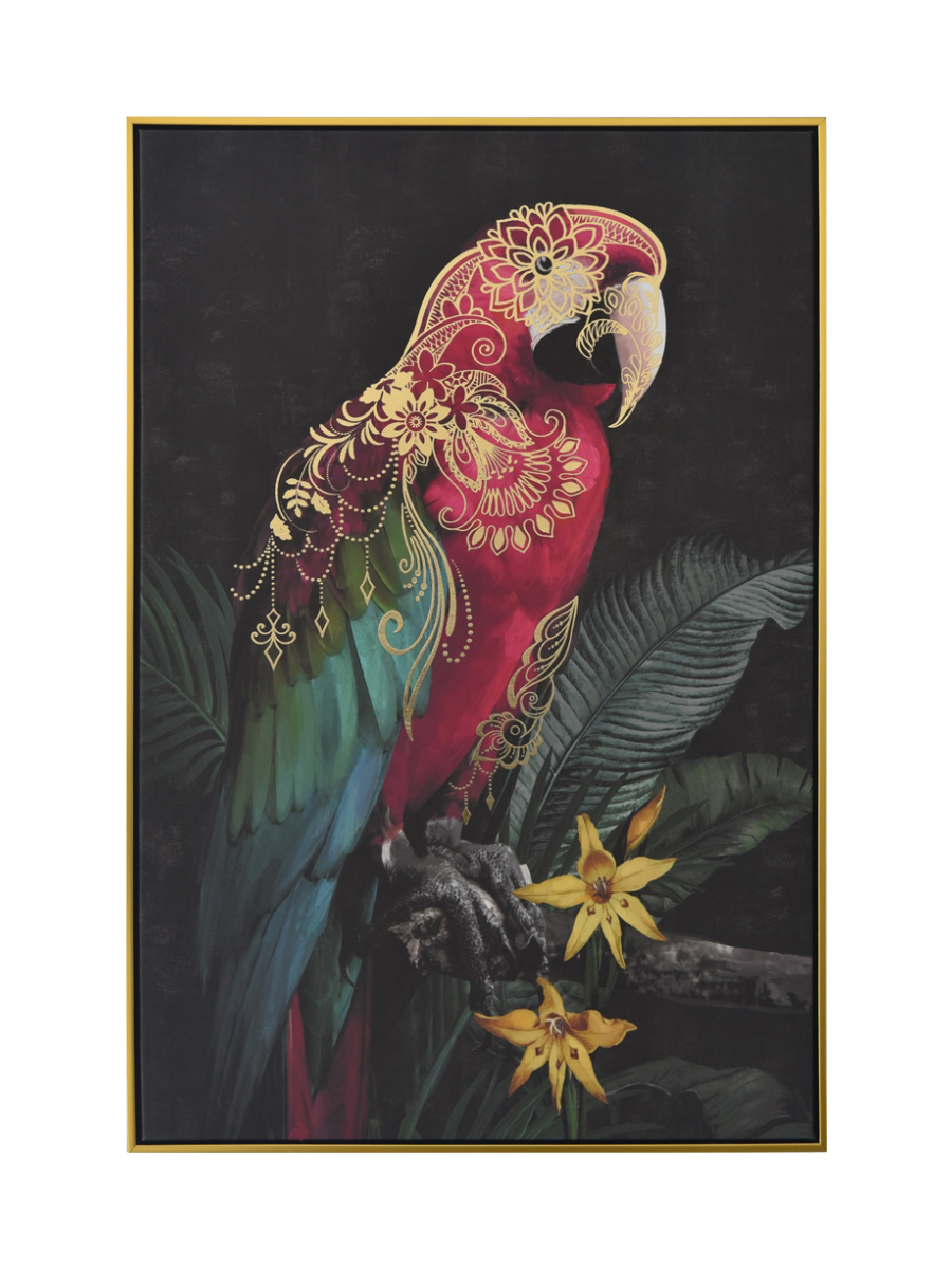 
Quadro dipinto a mano, con cornice, “Ara ornamentale rosso” 62.5 x 92.5 cm