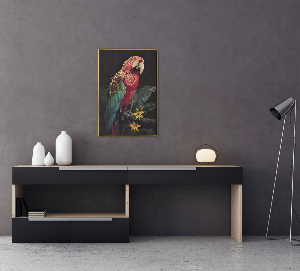 
Quadro dipinto a mano, con cornice, “Ara ornamentale rosso” 62.5 x 92.5 cm