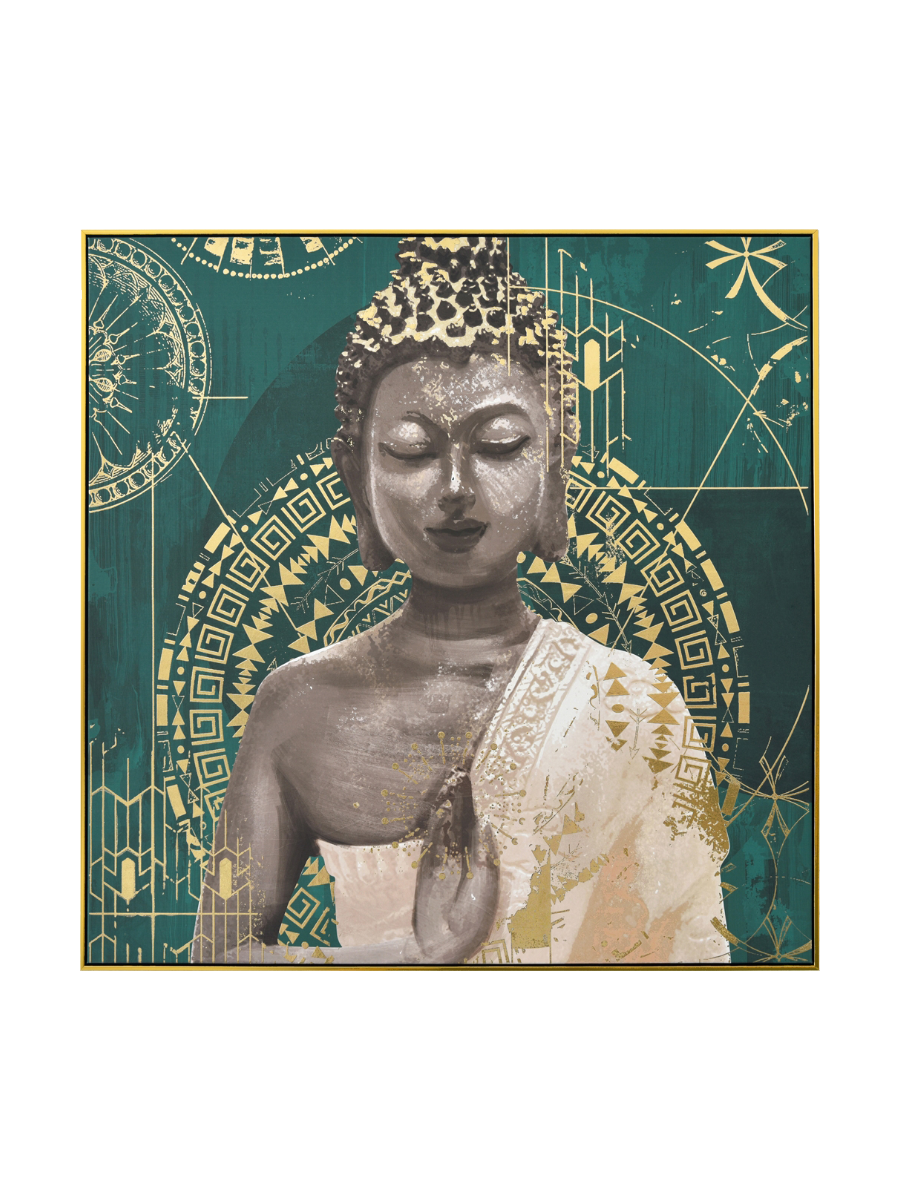 
Quadro dipinto a mano e incorniciato «Buddha meditante» 102.5 x 102.5 cm