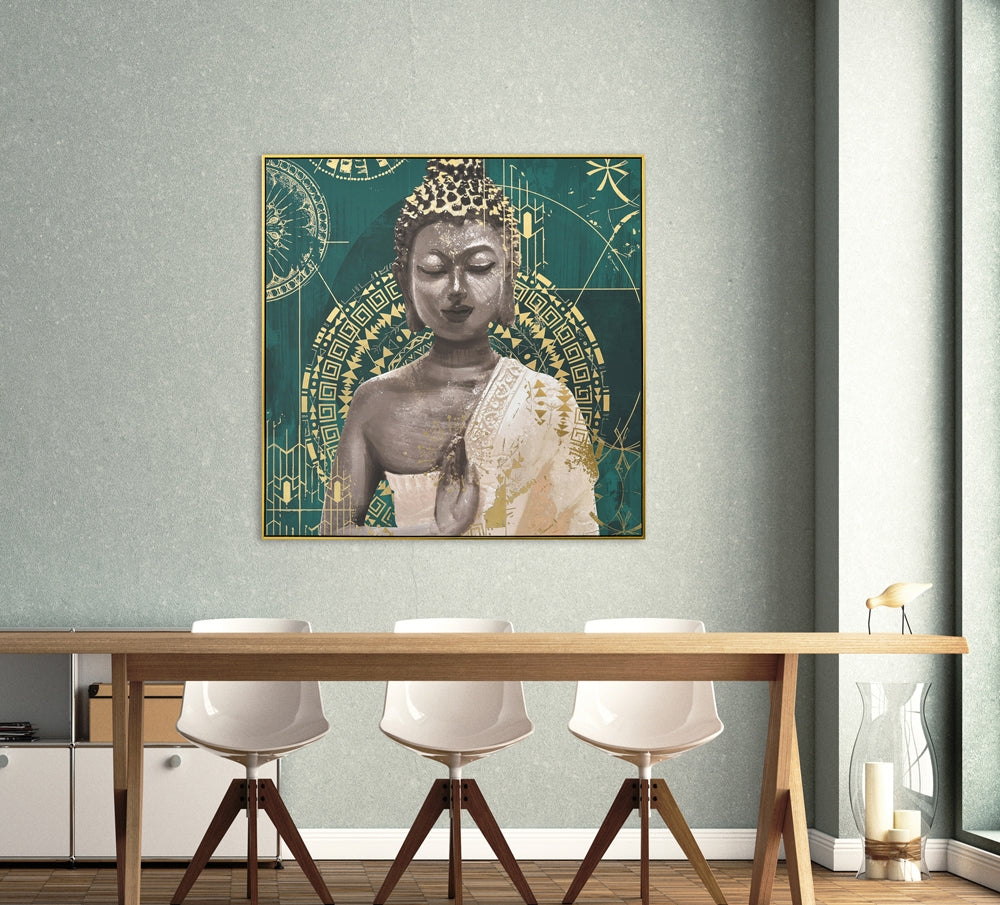 
Quadro dipinto a mano e incorniciato «Buddha meditante» 102.5 x 102.5 cm