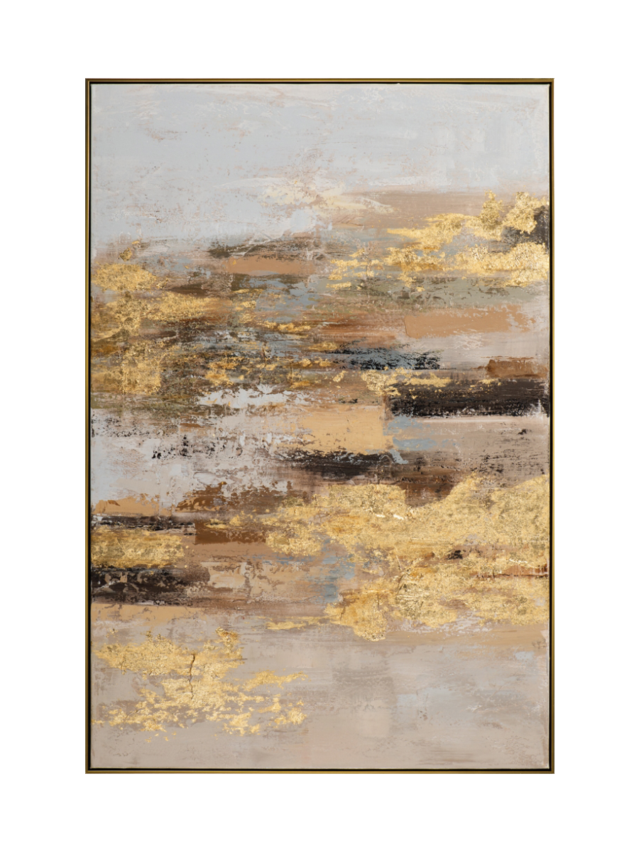 
Handgemaltes, gerahmtes Bild „Goldene Inspiration“ 82.5 x 122.5 cm