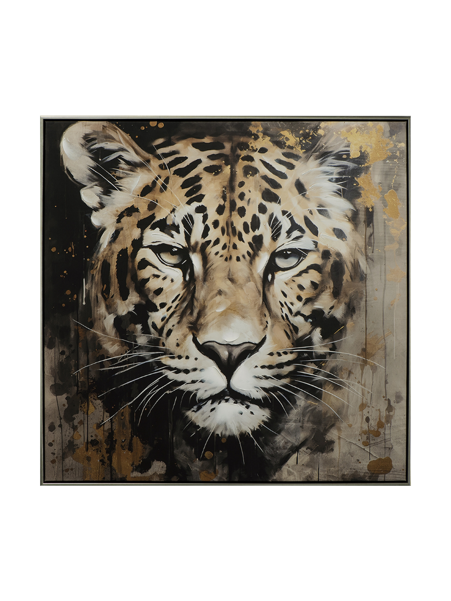 
Handbemaltes, gerahmtes Bild „Powerful Tiger“ 82.5 x 82.5 cm