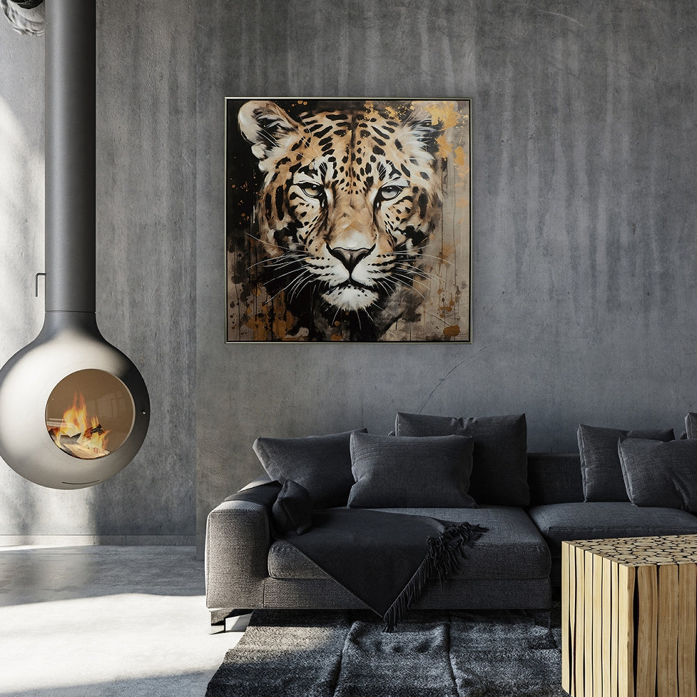 
Handbemaltes, gerahmtes Bild „Powerful Tiger“ 82.5 x 82.5 cm