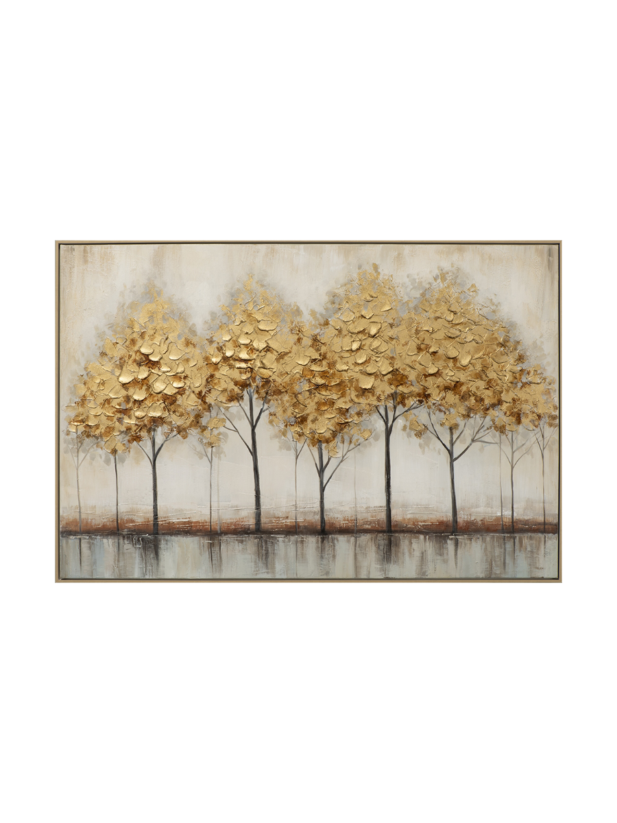 
Quadro dipinto a mano e incorniciato «Alberi dorati» 82.5 x 122.5 cm