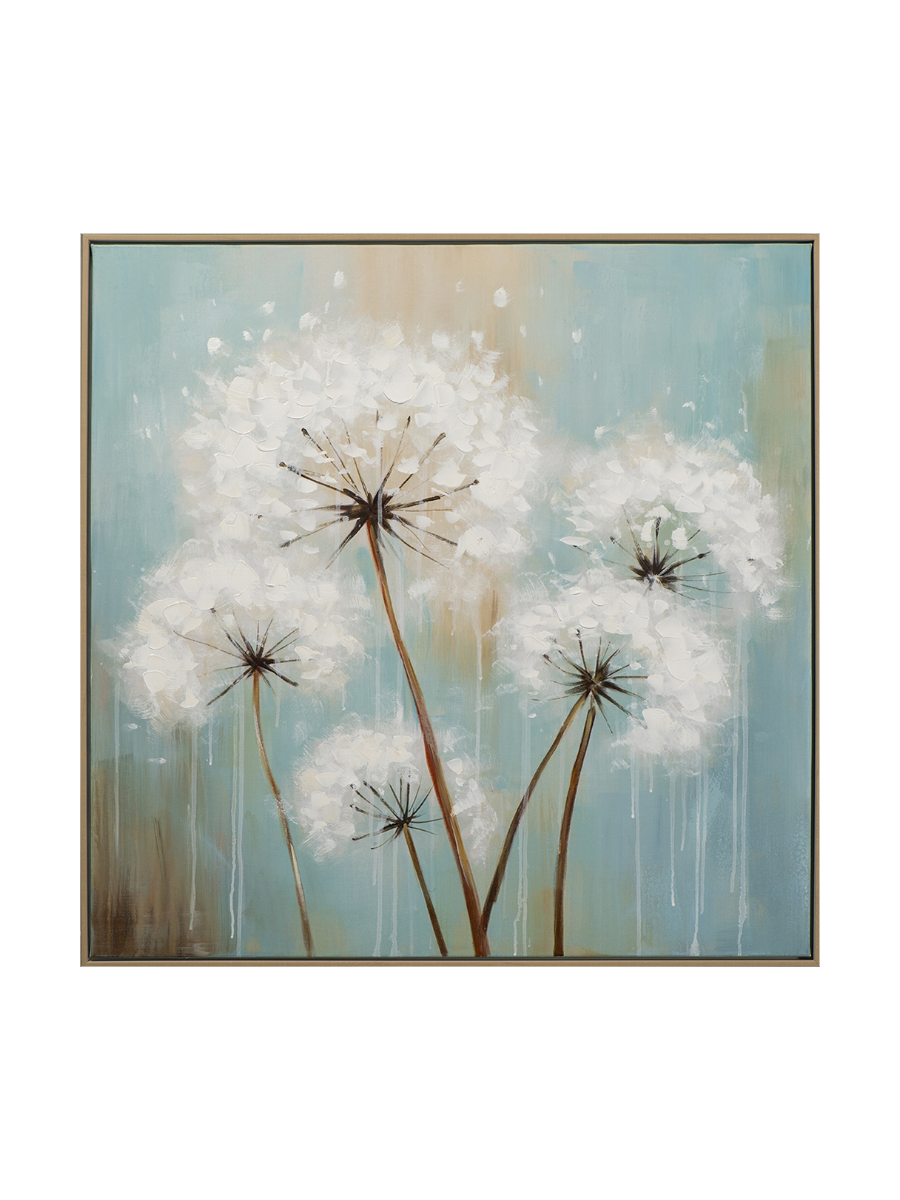 
Handgemaltes, gerahmtes Bild „Pusteblumen II“ 82.5 x 82.5 cm