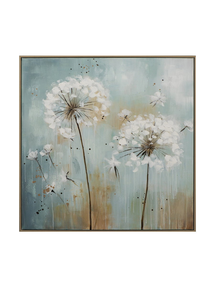 
Tableau encadré peint à la main "Pissenlits" 82,5 x 82,5 cm