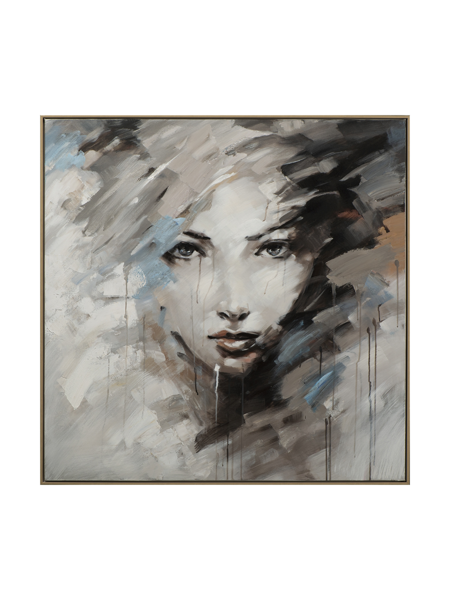 
Handgemaltes, gerahmtes Bild „Beauty in Grey“ 102.5 x 102.5 cm