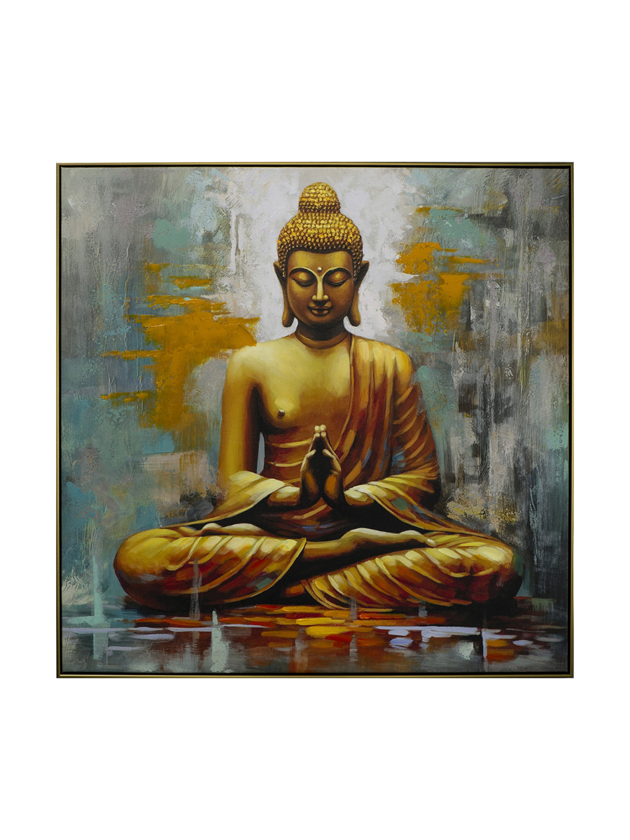 
Hand-painted, framed picture "Buddha Meditation" 102.5 x 102.5 cm