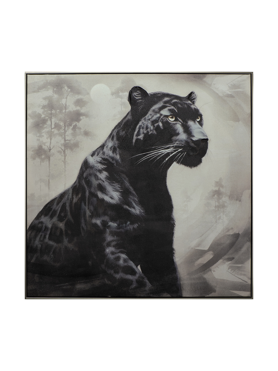 
Handbemaltes, gerahmtes Bild „Black Panther“ 102.5 x 102.5 cm