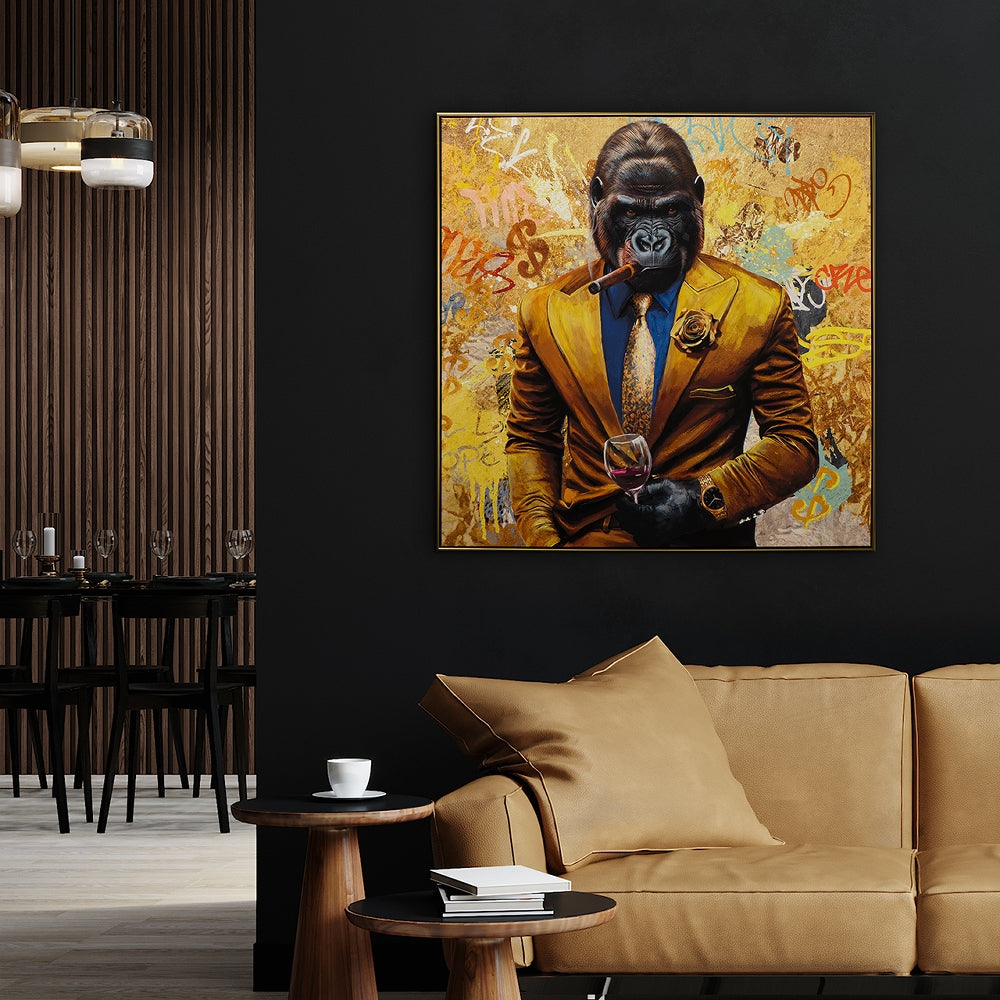 
Handbemaltes, gerahmtes Bild „Gentleman Style“ 102.5 x 102.5 cm