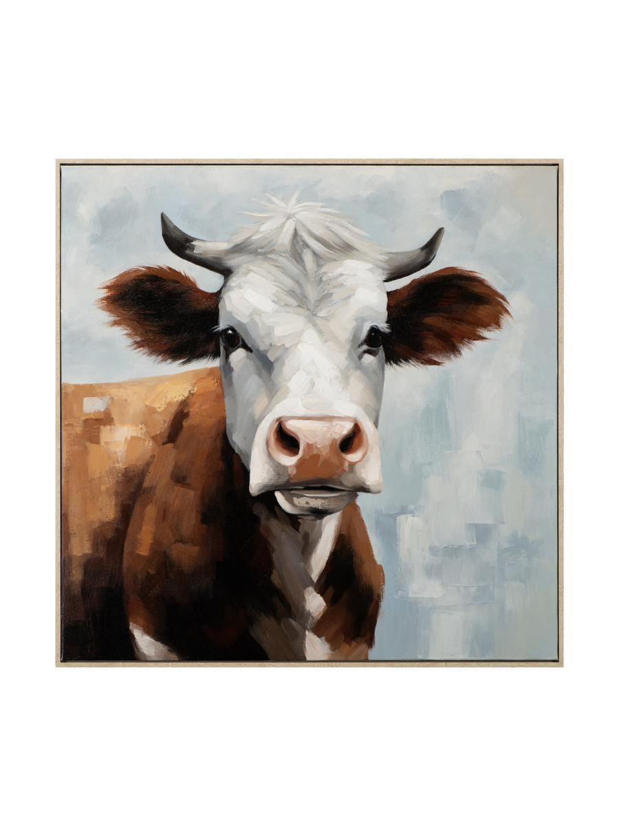 
Handbemaltes, gerahmtes Bild „Kuh Bella“ 80 x 80 cm