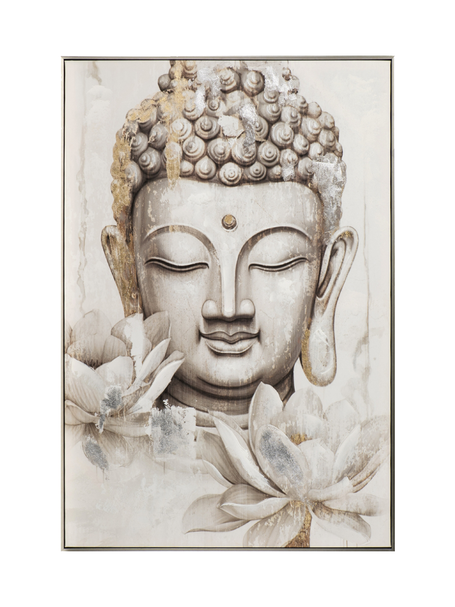 
Quadro dipinto a mano e incorniciato «Buddha luminoso» 80 x 120 cm