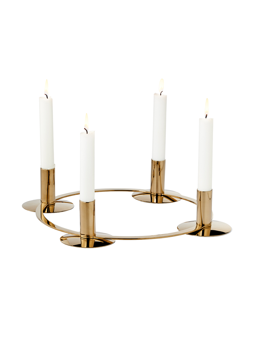 
4-in-1 Design Adventskranz „La Serena“ aus Edelstahl PVD vergoldet