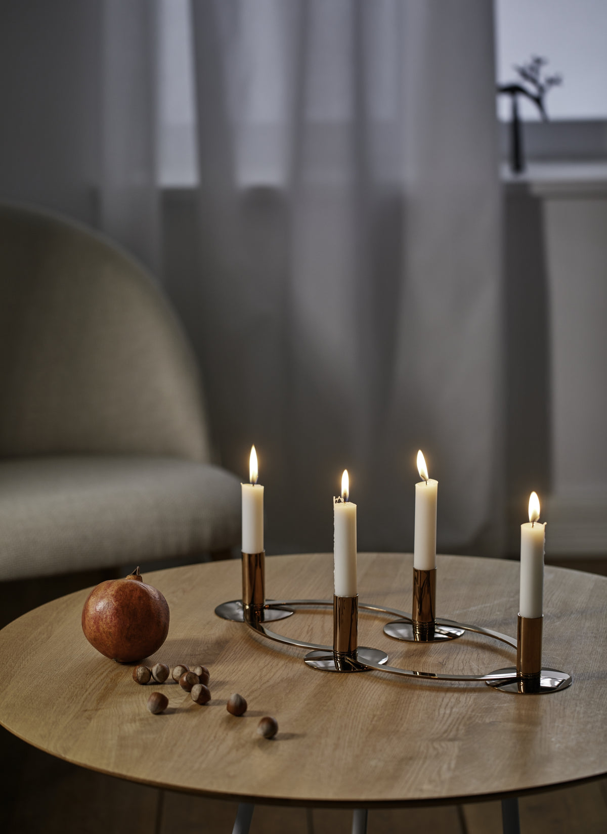 
4-in-1 Design Adventskranz „La Serena“ aus Edelstahl PVD vergoldet