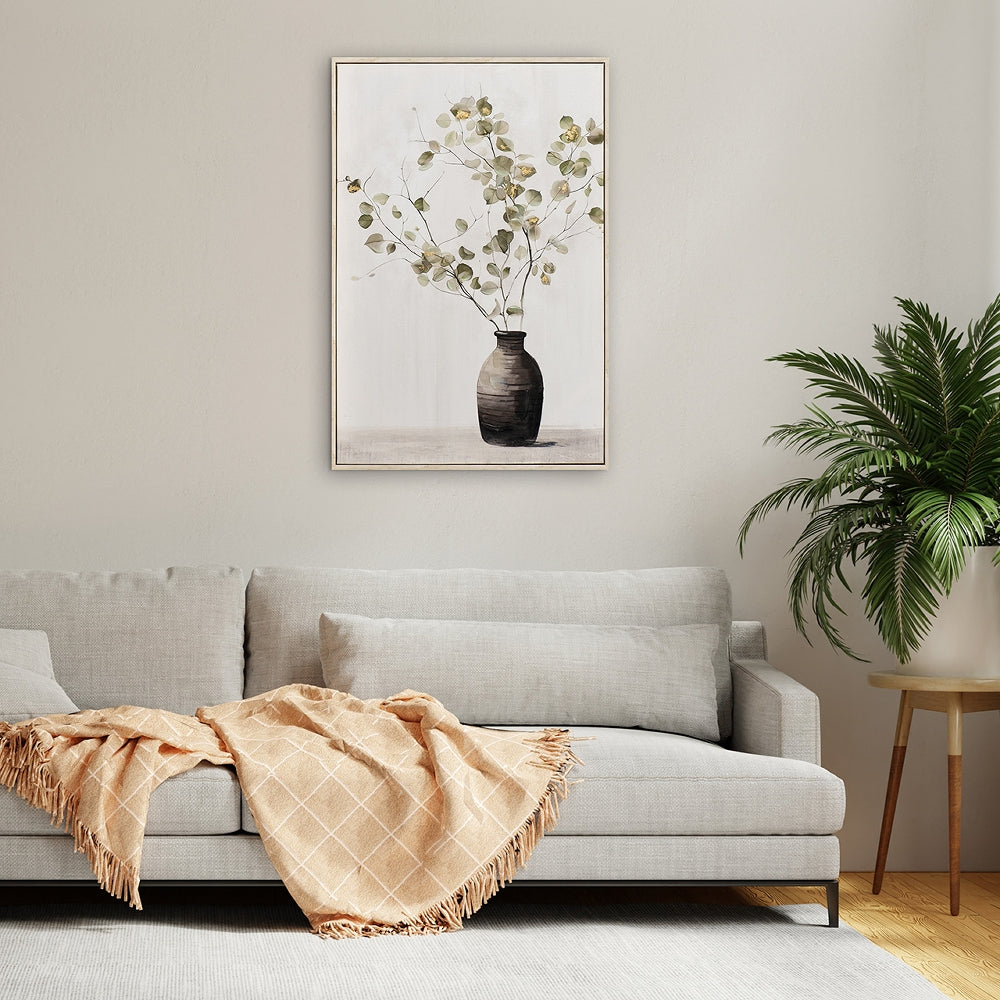 
Quadro dipinto a mano «Verde dorato tenue» 60 x 90 cm