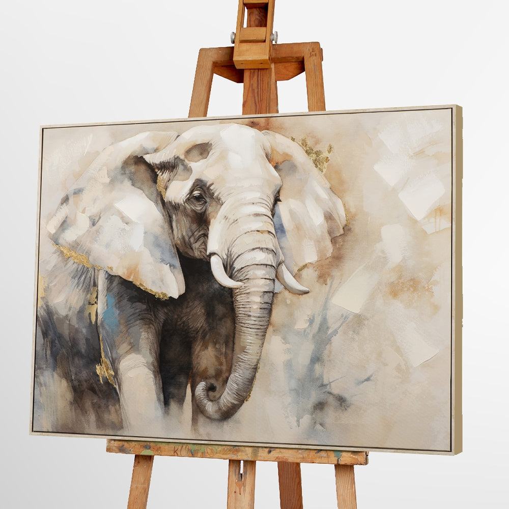 
Quadro dipinto a mano, con cornice, “Elefante color grigio” 90 x 120 cm