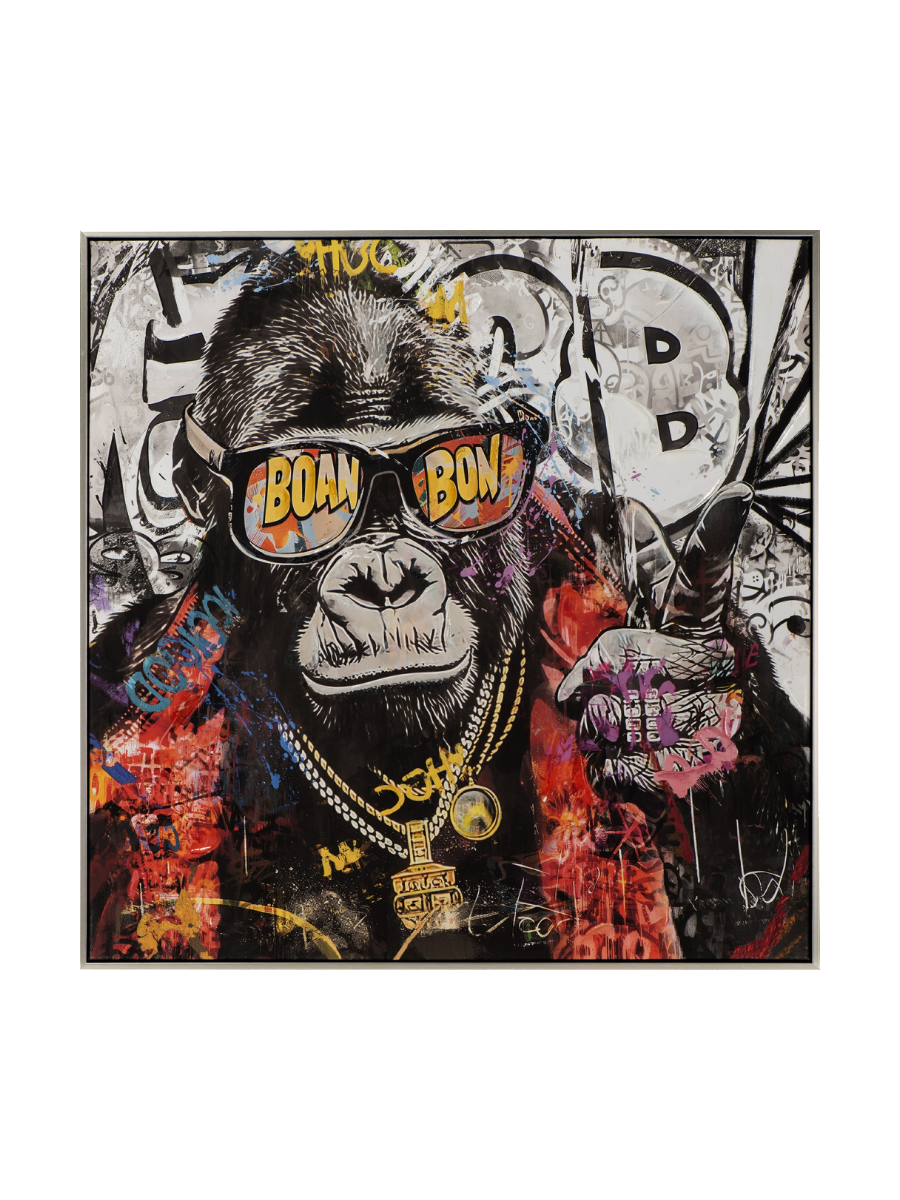 
Handbemaltes, gerahmtes Bild „Rapper's Paradise“ 80 x 80 cm