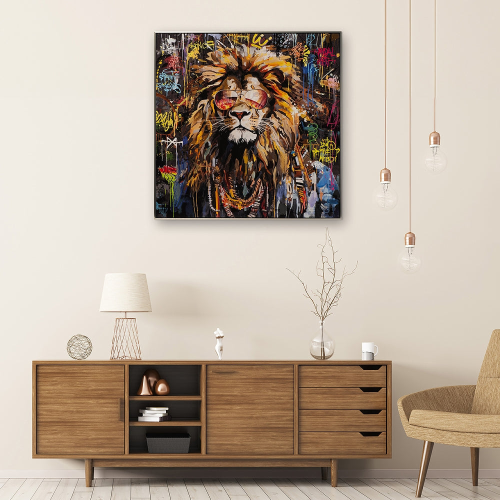 
Handbemaltes Bild „Cool Lion King“ 100 x 100 cm