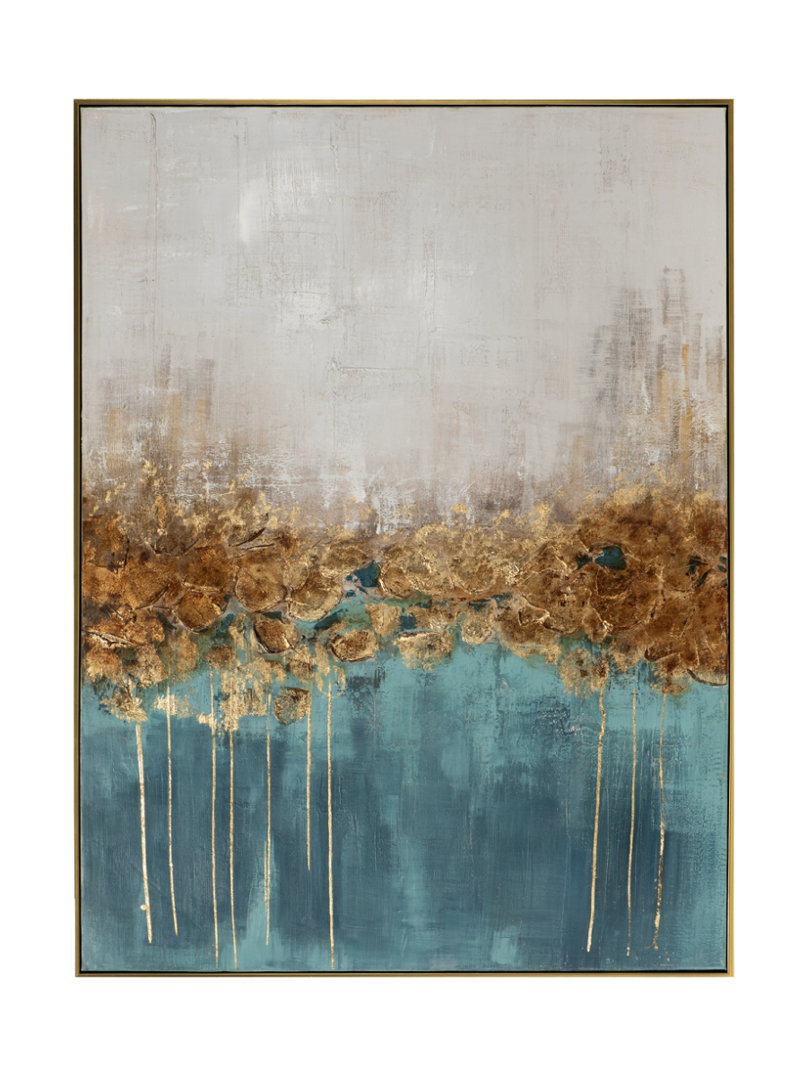 
Handgemaltes, gerahmtes Bild „Golden Sea“ 90 x 120 cm
