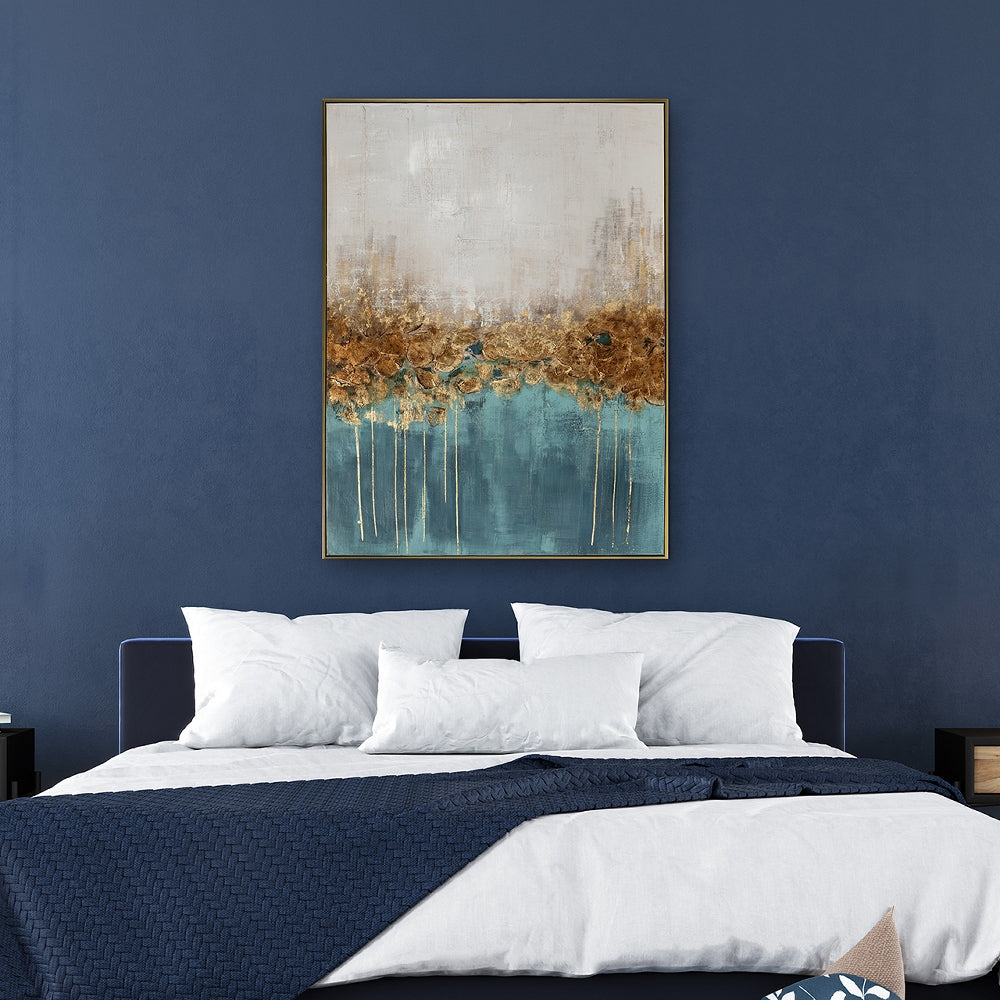 
Handgemaltes, gerahmtes Bild „Golden Sea“ 90 x 120 cm