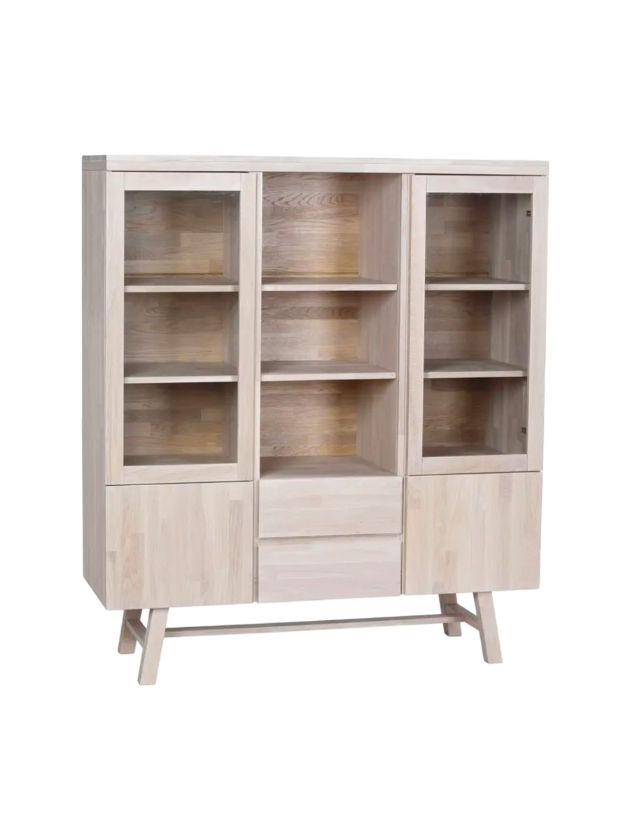 
High-quality display cabinet "Brooklyn" made of solid oak - Light oak