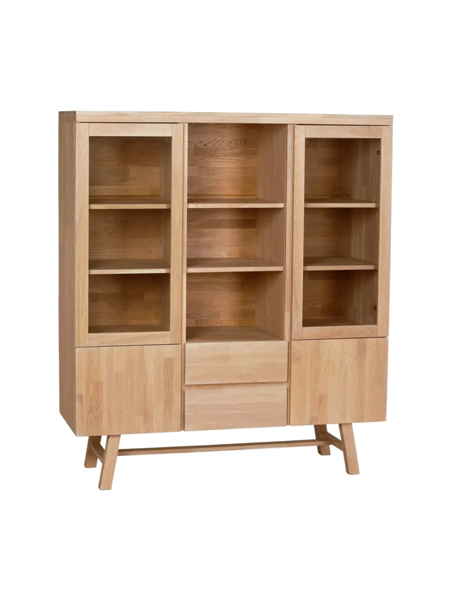 
High-quality display cabinet "Brooklyn" made of solid oak - Oak Natural