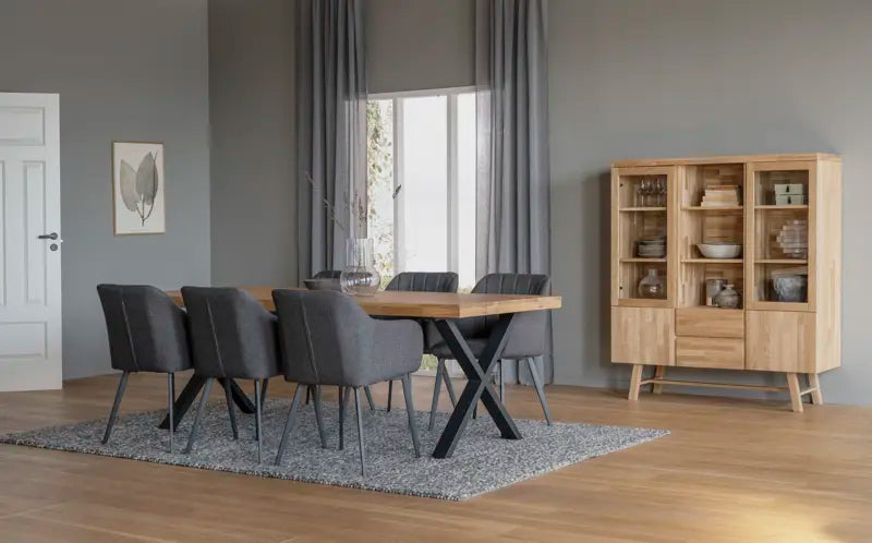 
High-quality display cabinet "Brooklyn" made of solid oak - Oak Natural