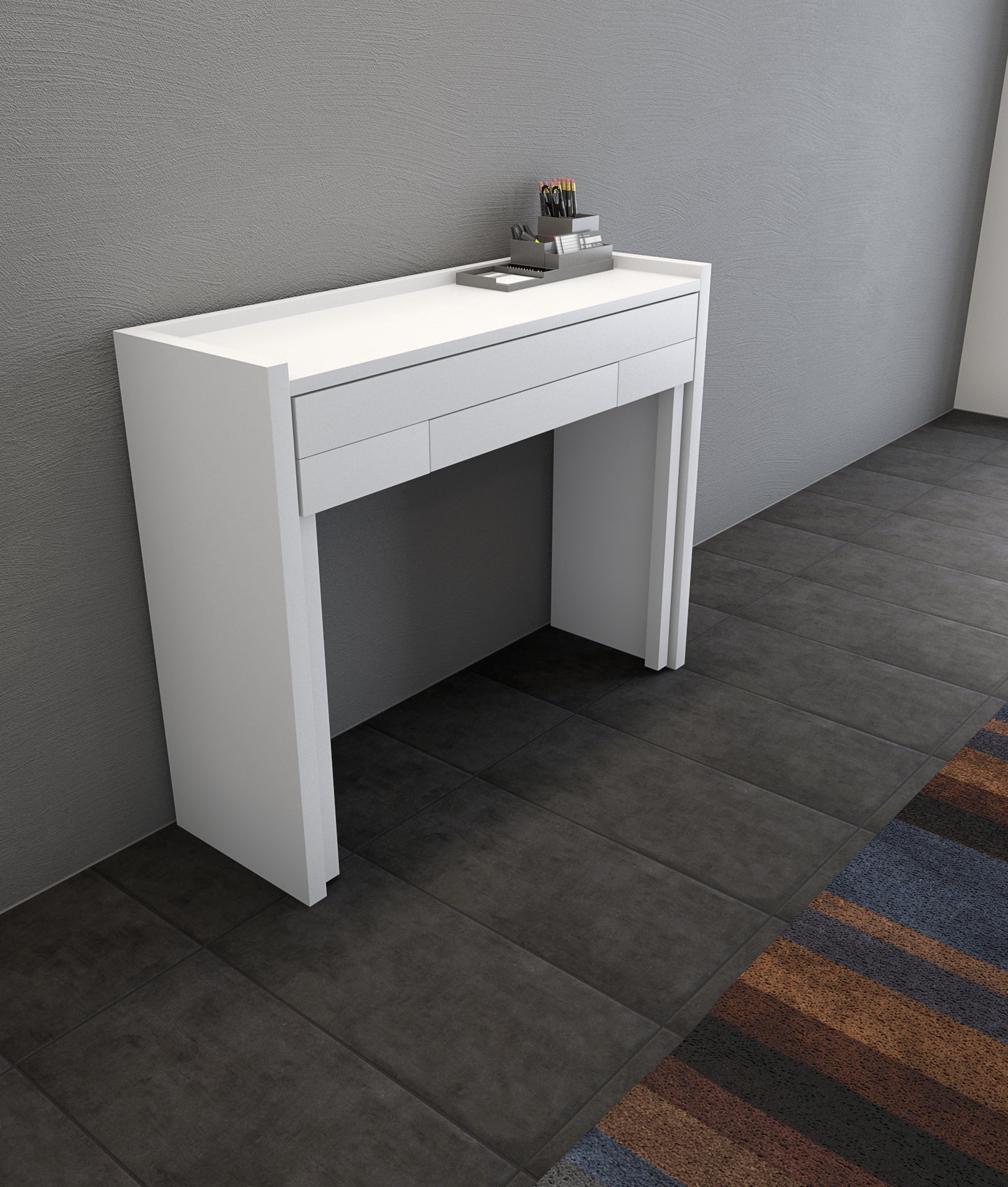 
"Moritz" Console Desk with Extendable Work Surface - White