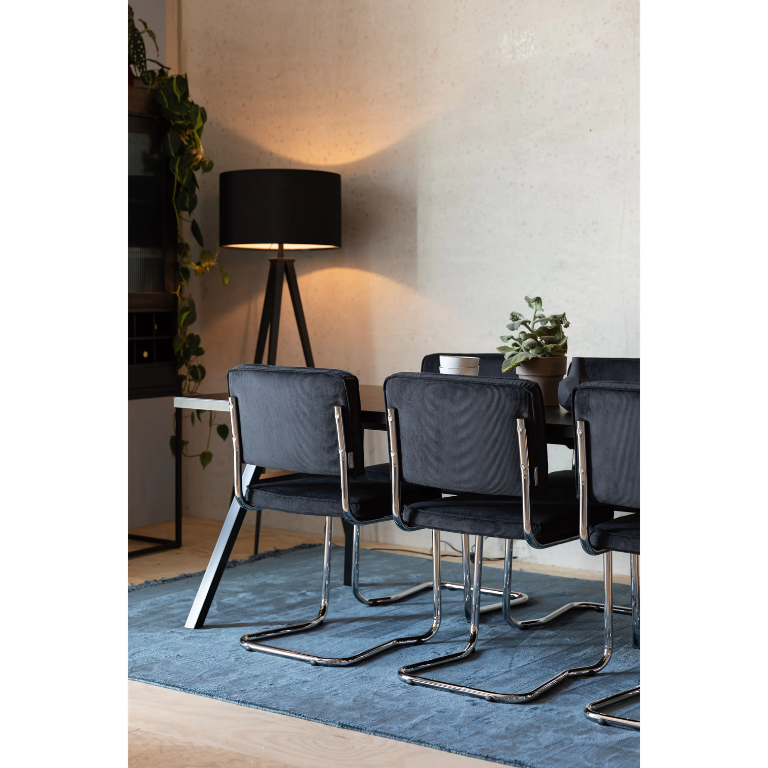 
Chaise design cantilever « Ridge Kink Rib » - Noir / Argent