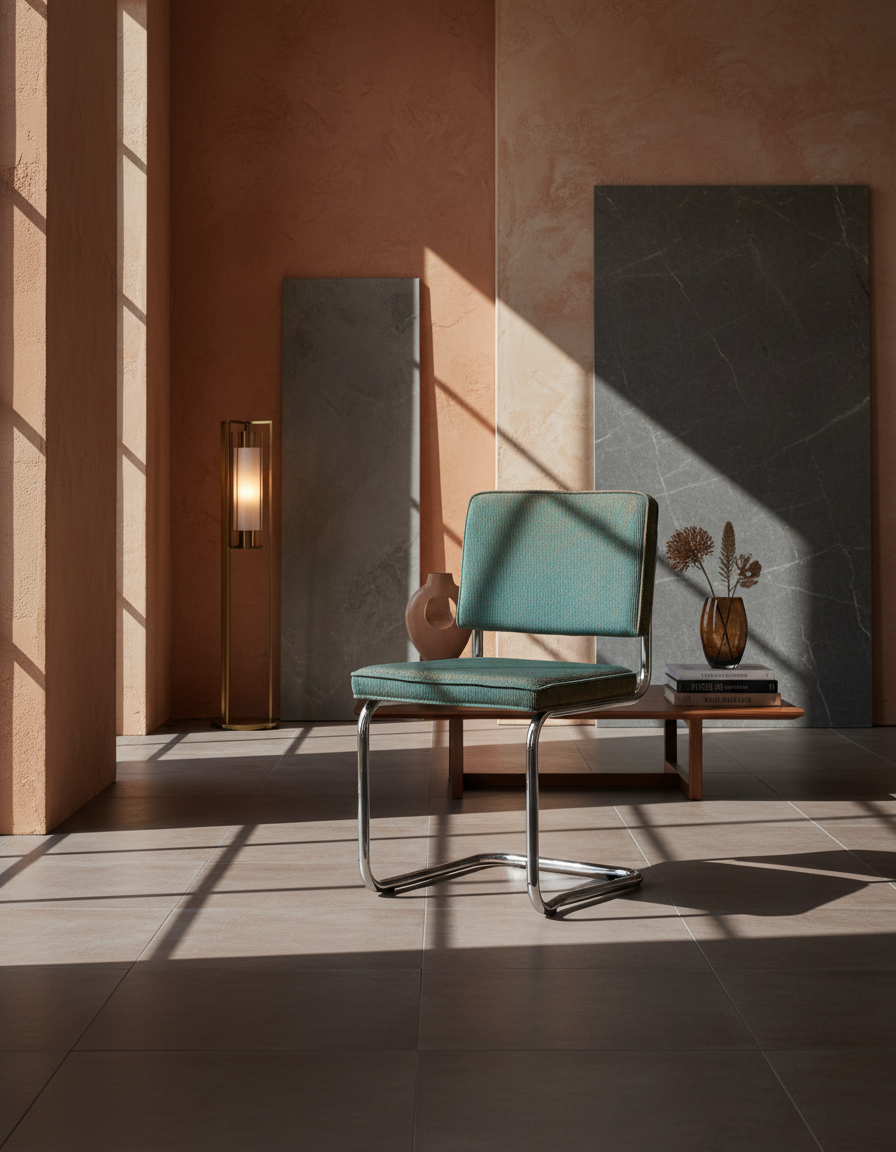 
Chaise design cantilever « Ridge Kink Rib » - Bleu clair / Argent
