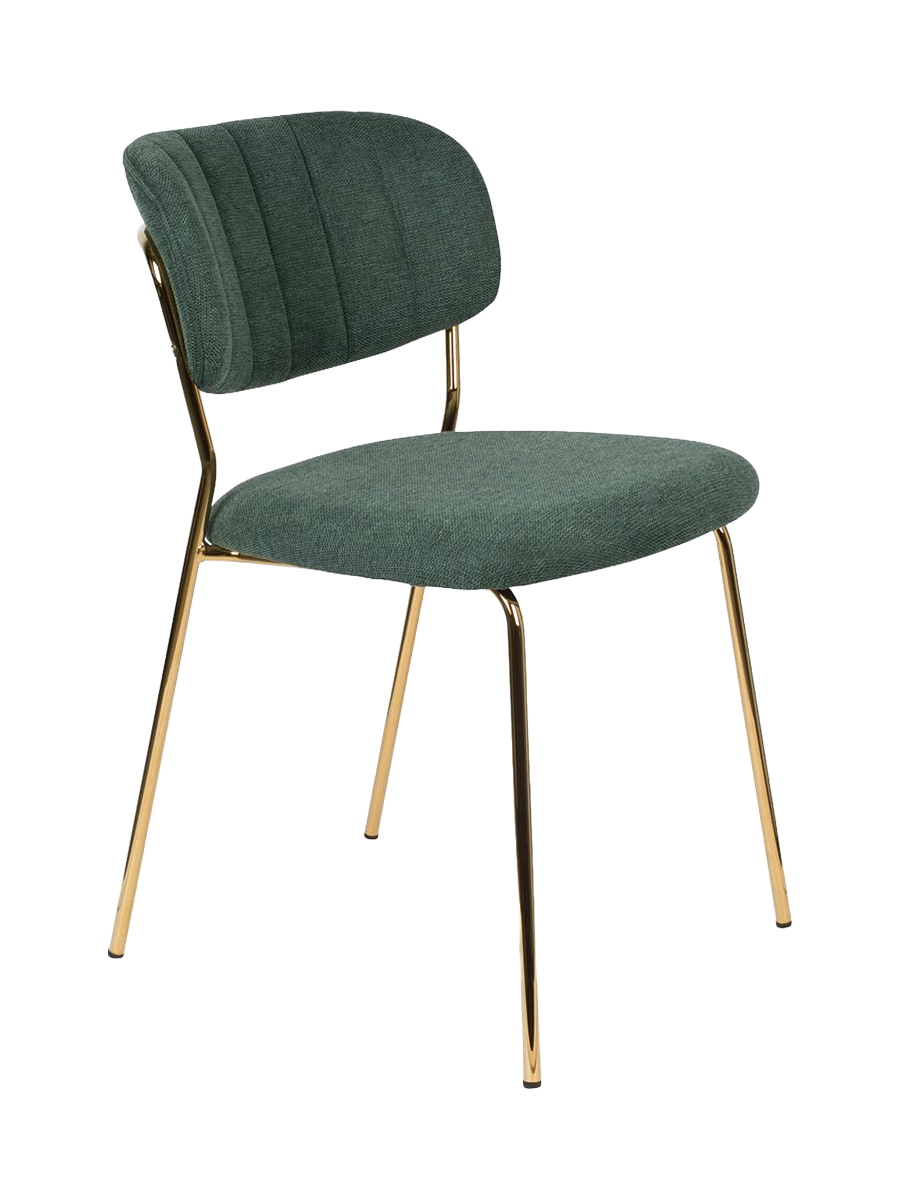
High-Quality Dining Chair "Jolien" - Dark Green / Gold