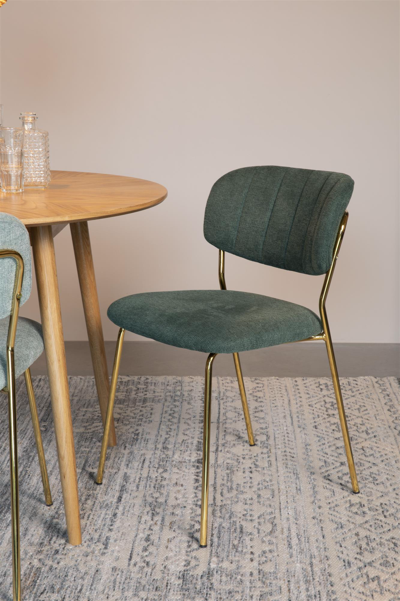 
High-Quality Dining Chair "Jolien" - Dark Green / Gold