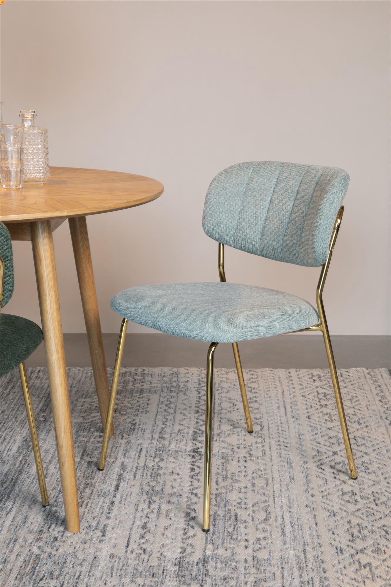 
High-Quality Dining Chair "Jolien" - Light green / Gold