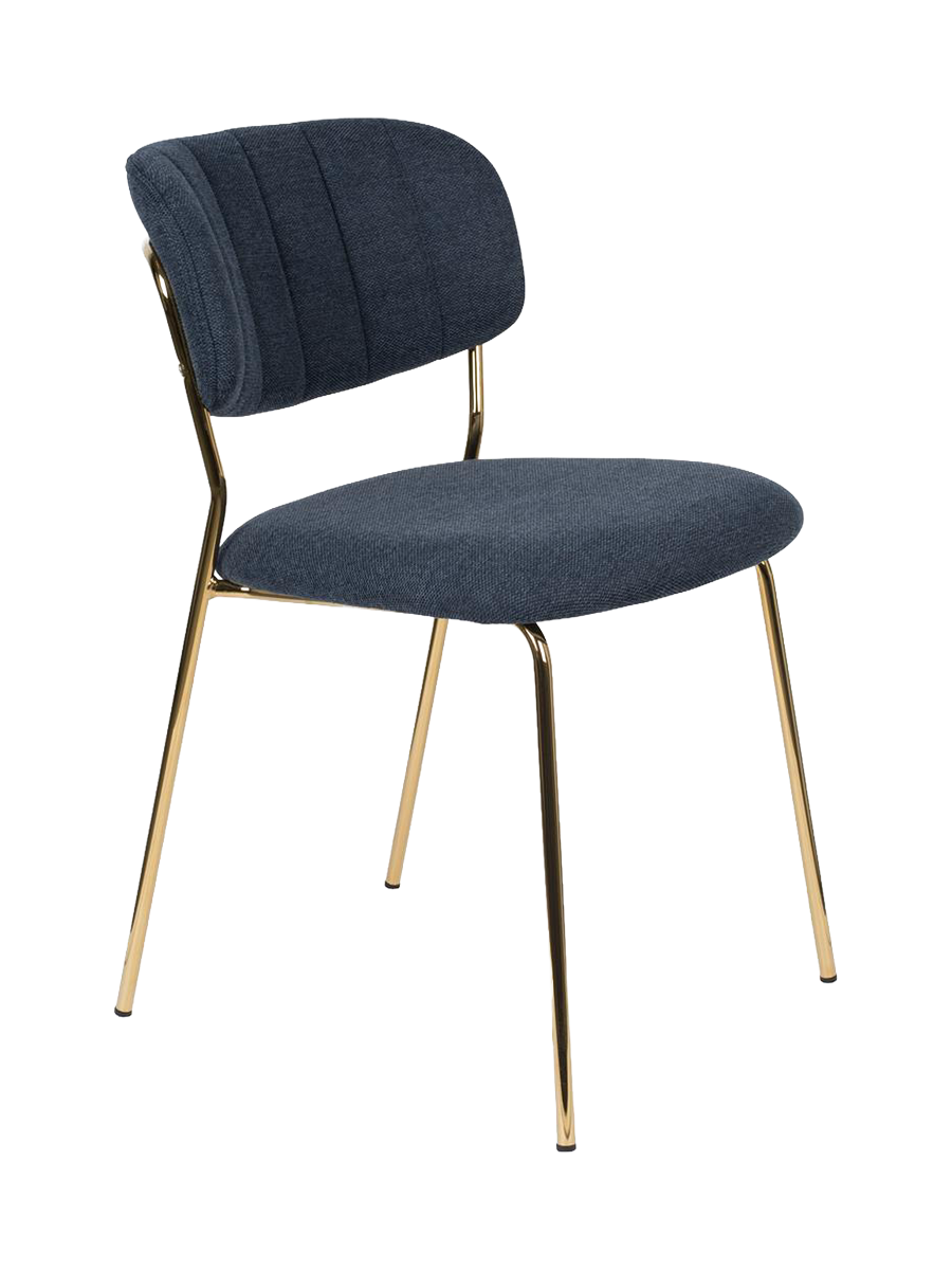 
High-Quality Dining Chair "Jolien" - Dark Blue / Gold