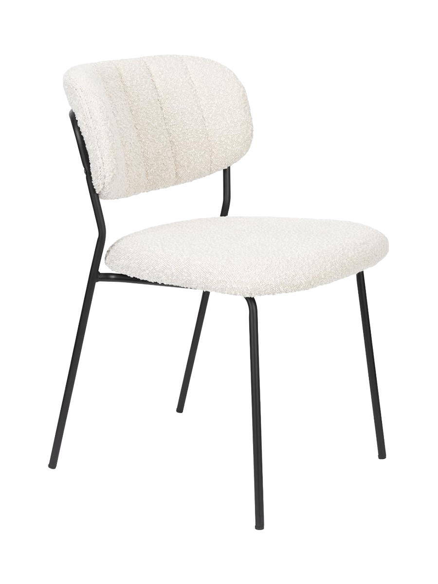 
High-Quality Dining Chair "Jolien" - Black / White Boucle