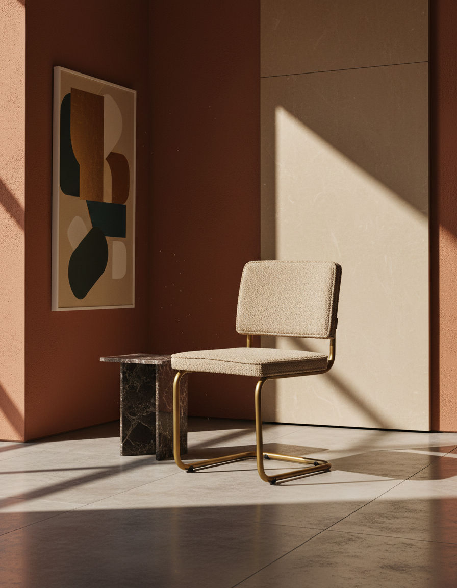 
Chaise design cantilever « Ridge Kink Rib » - Beige clair