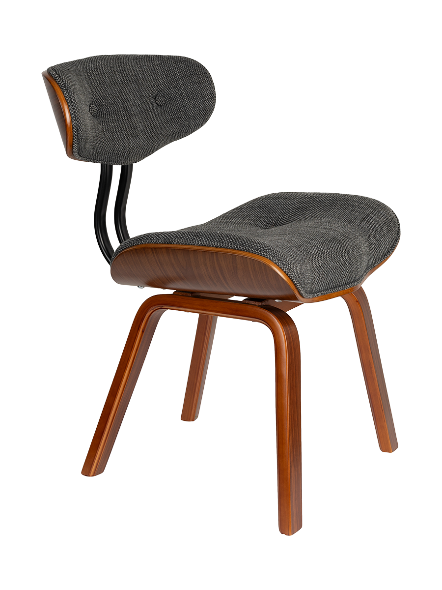 
Massivholz Design Stuhl „Blackwood“ - Nussbaum / Grau