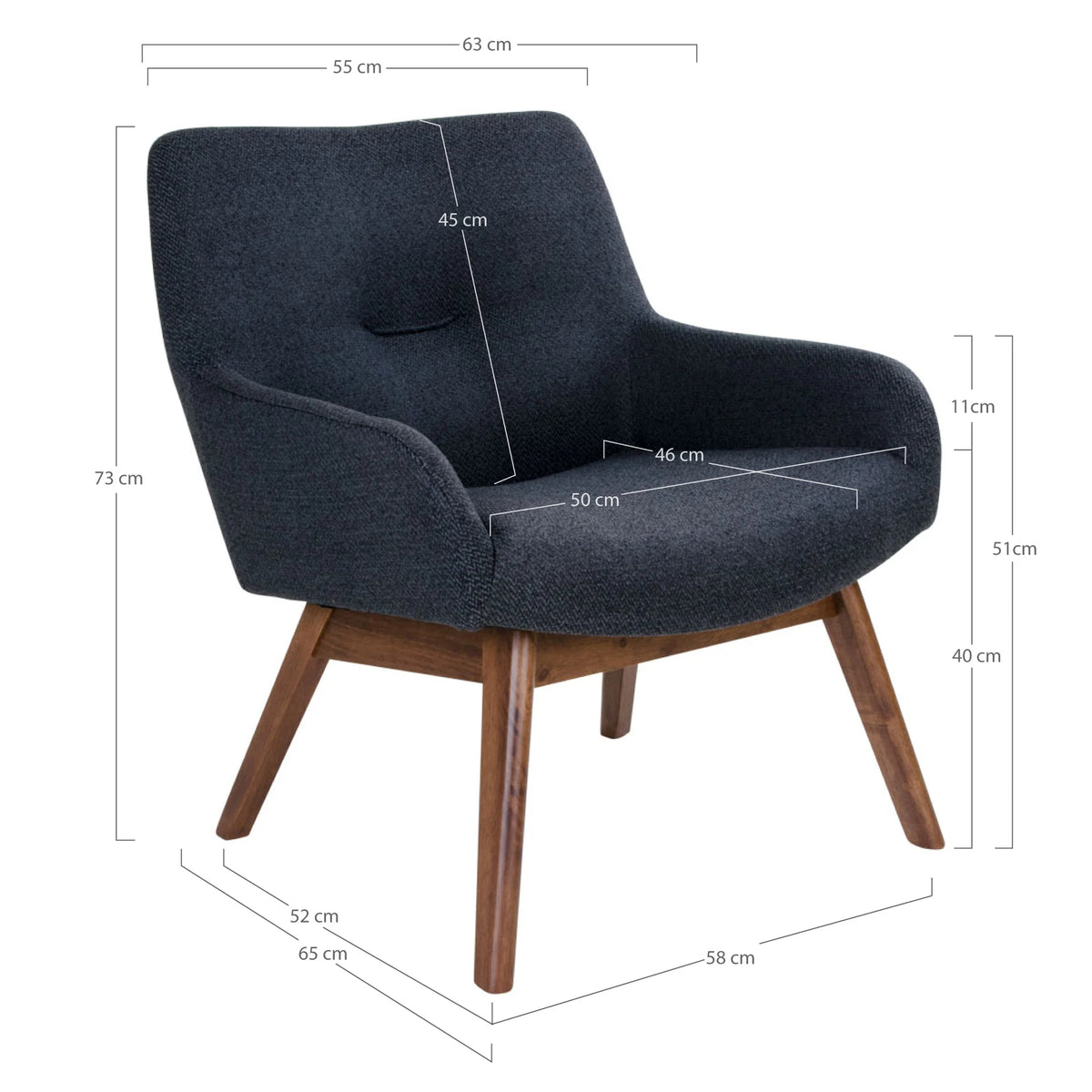
Designer lounge chair “London” - Dark blue
