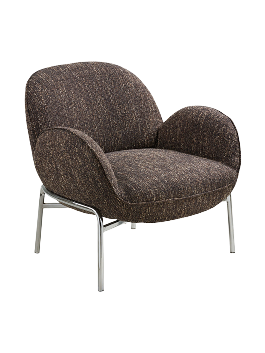 
Poltrona lounge di design «Zombo» - Gamba: Argento, seduta: Marrone scuro
