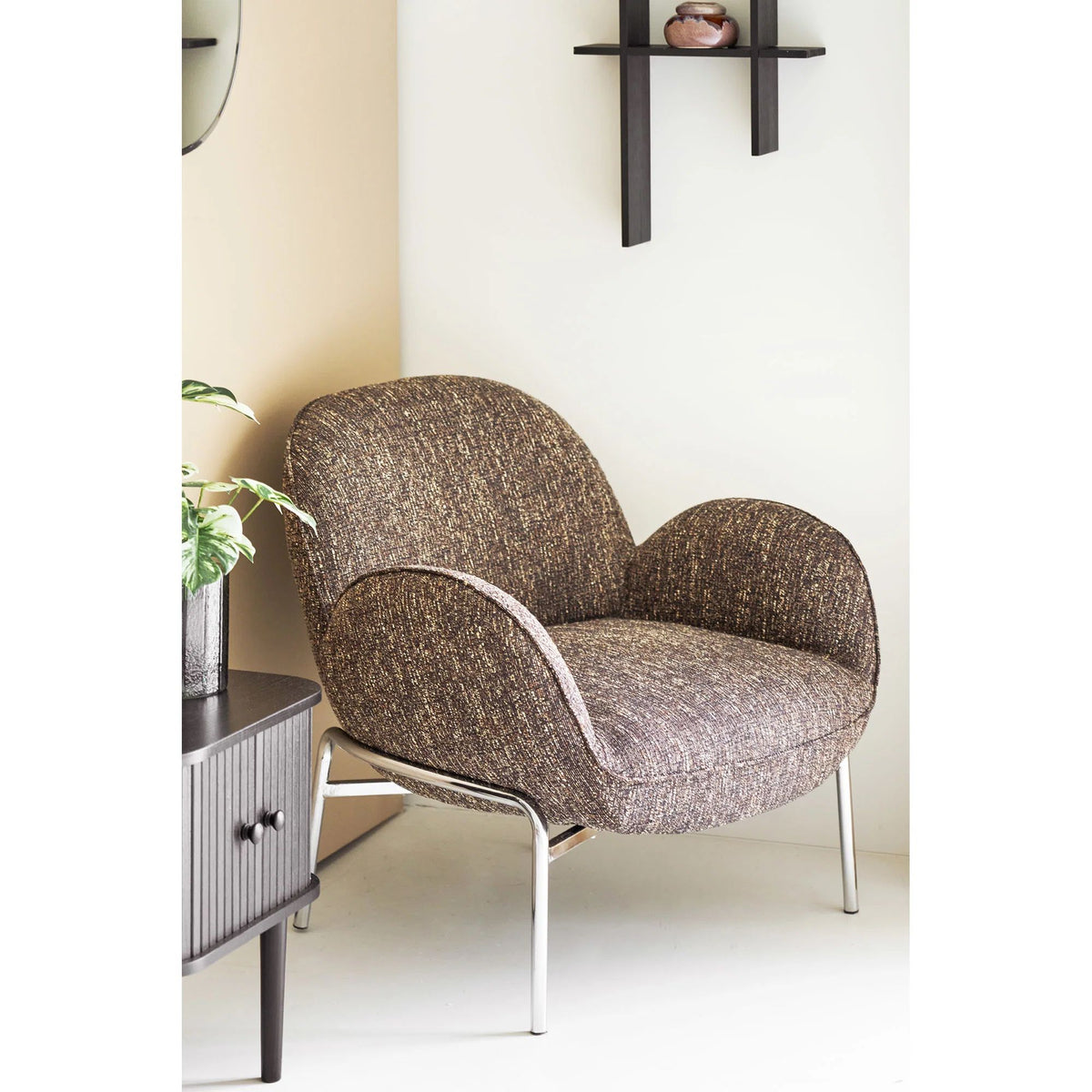 
Poltrona lounge di design «Zombo» - Gamba: Argento, seduta: Marrone scuro