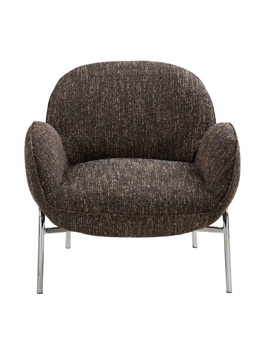 
Poltrona lounge di design «Zombo» - Gamba: Argento, seduta: Marrone scuro