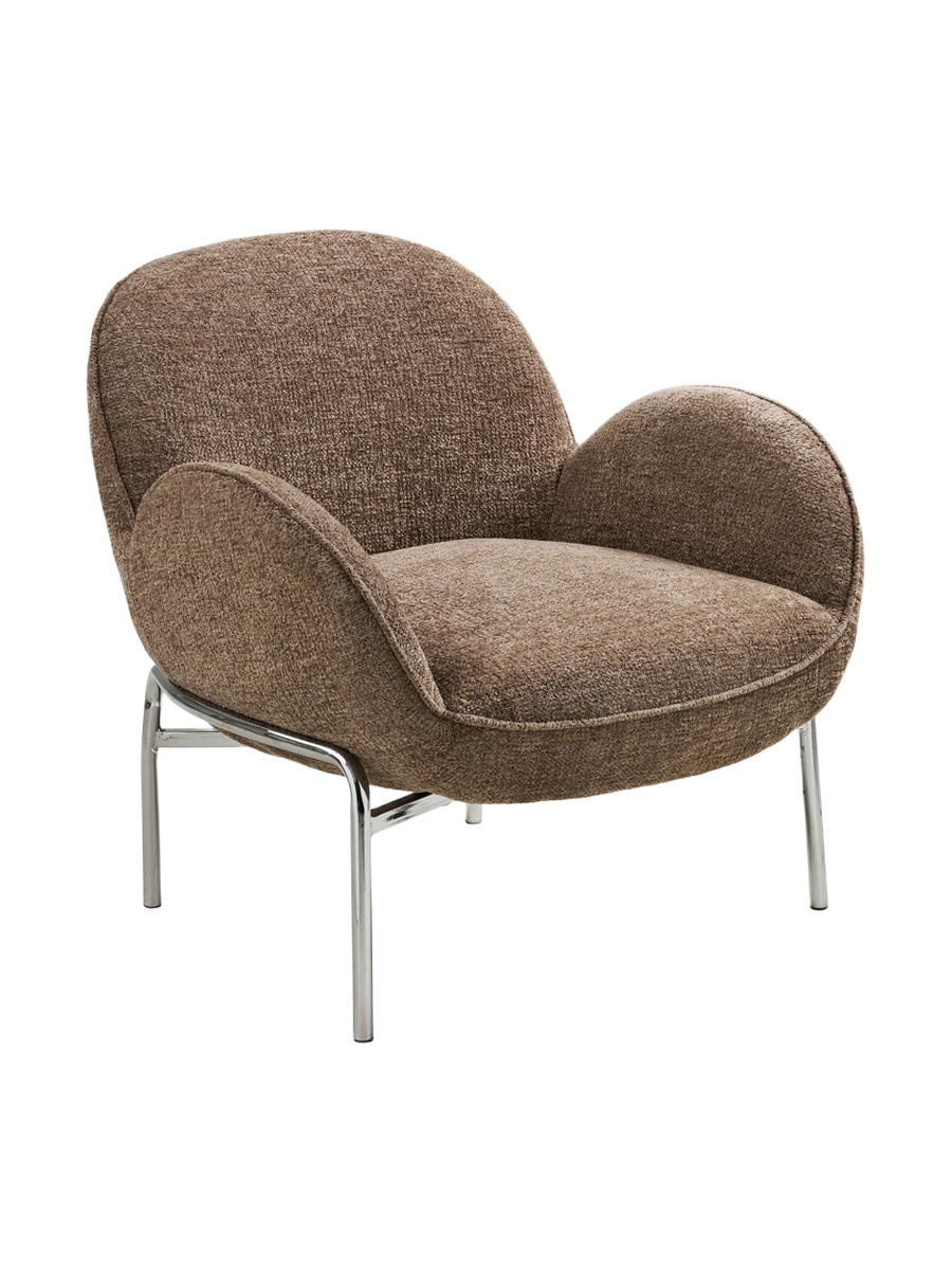 
Poltrona lounge di design «Zombo» - Gamba: Argento, seduta: Marrone