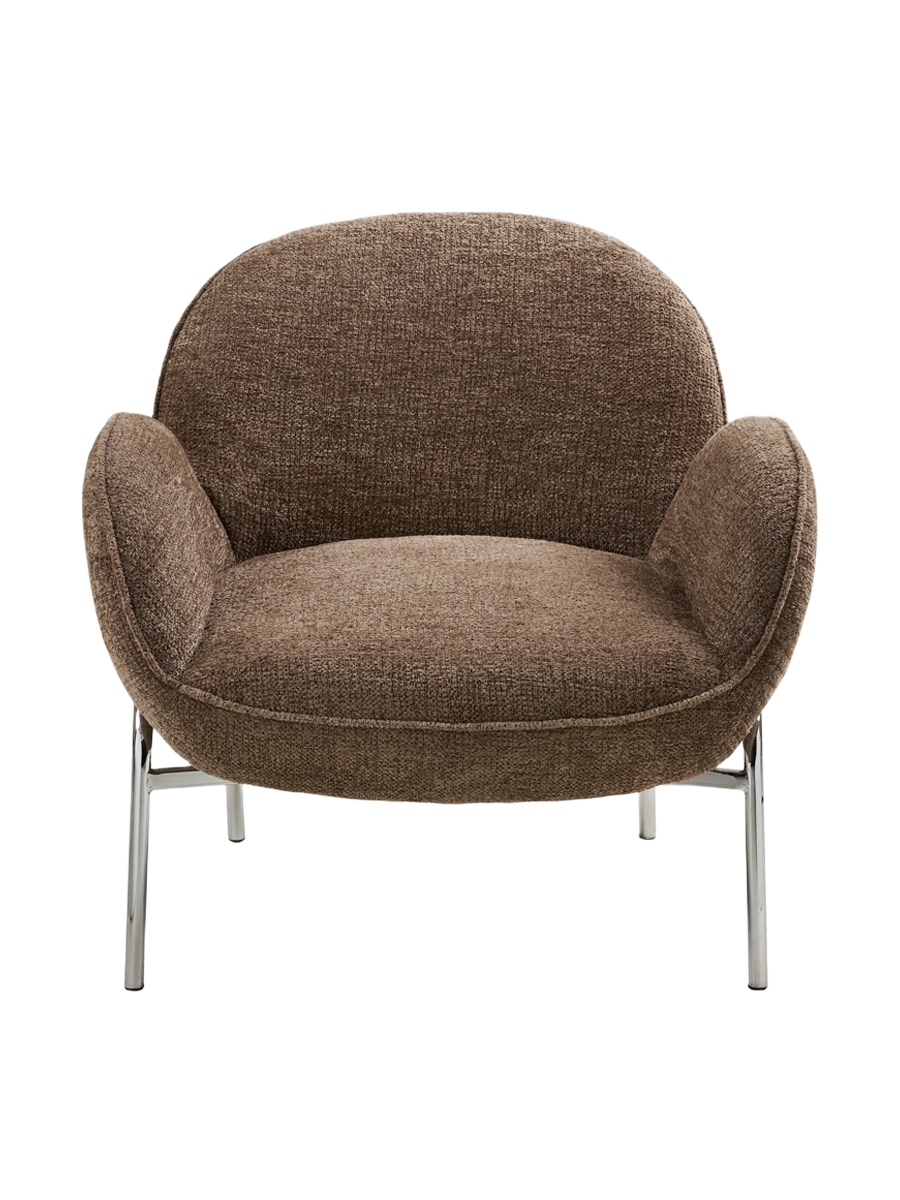 
Fauteuil lounge design « Zombo » - Pied : Argent, Assise : Marron