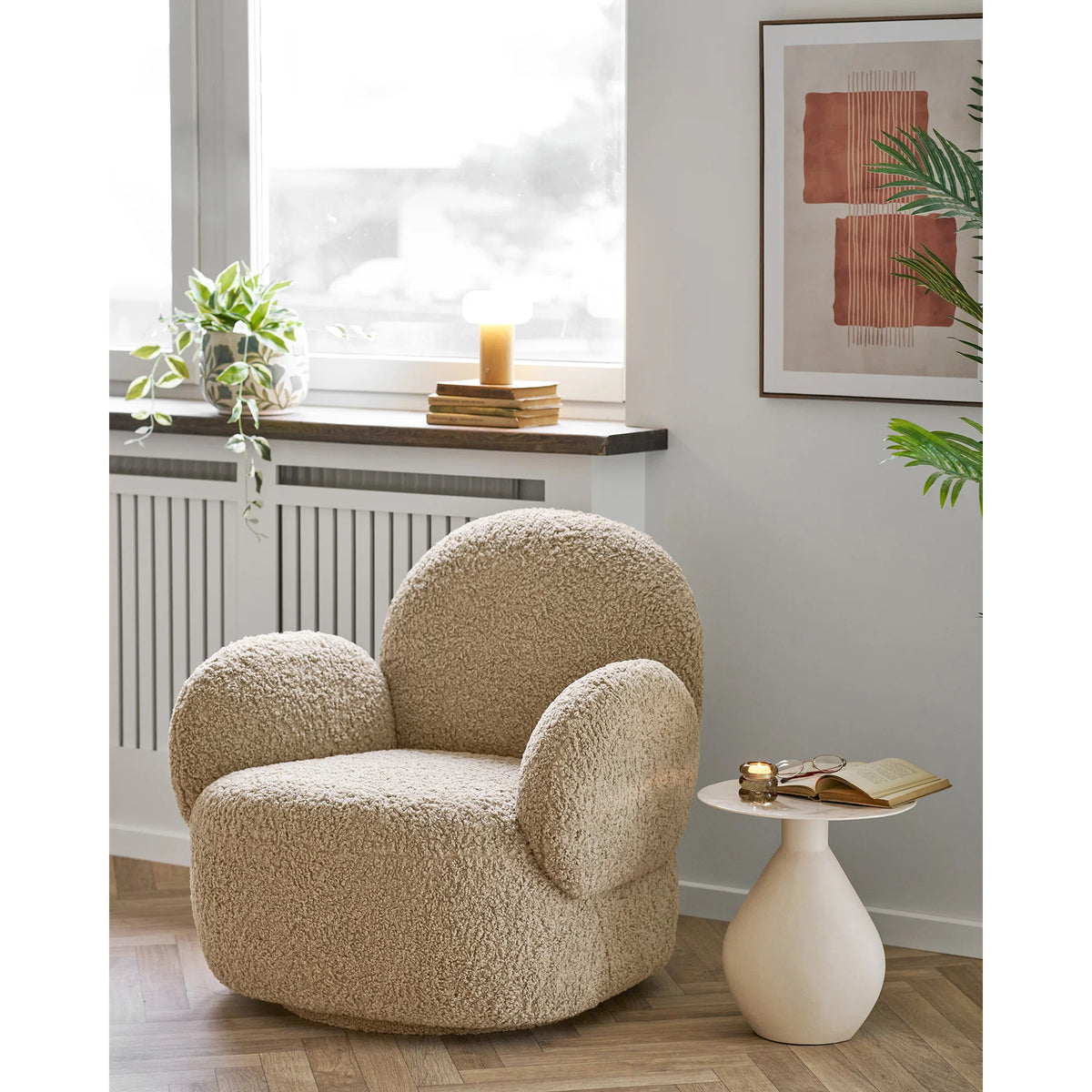 
Poltrona lounge di design «Messina» girevole - Bouclé Marrone chiaro