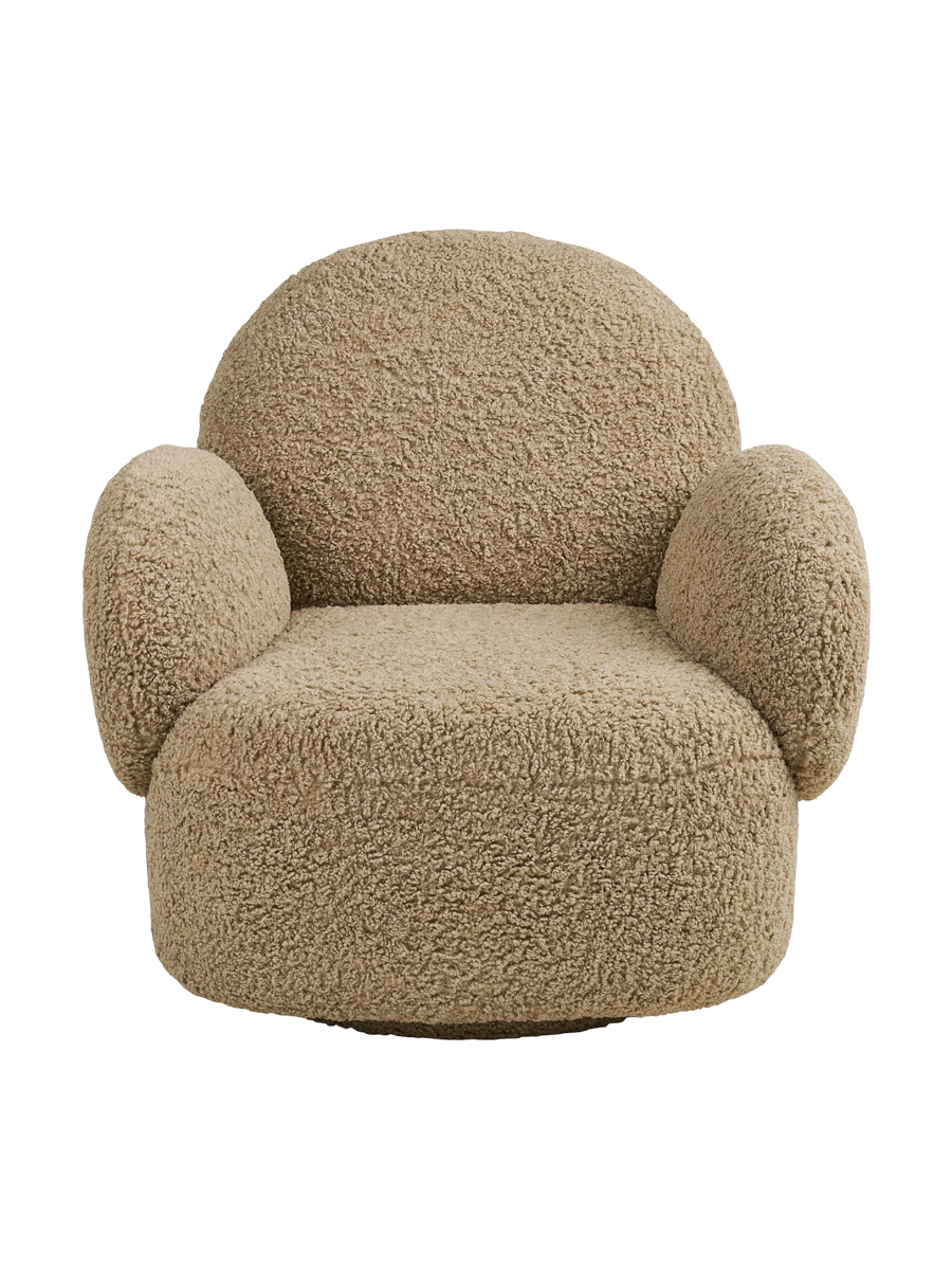 
Poltrona lounge di design «Messina» girevole - Bouclé Marrone chiaro