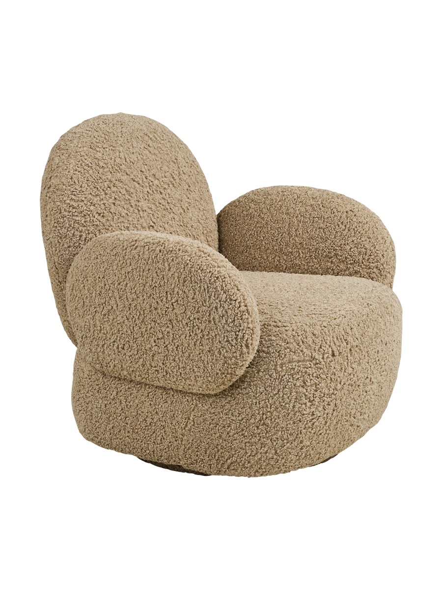 
Poltrona lounge di design «Messina» girevole - Bouclé Marrone chiaro
