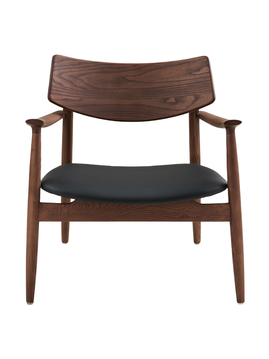 
Fauteuil lounge design en bois massif « Olvera » - Sans repose-pieds / Noyer / Noir