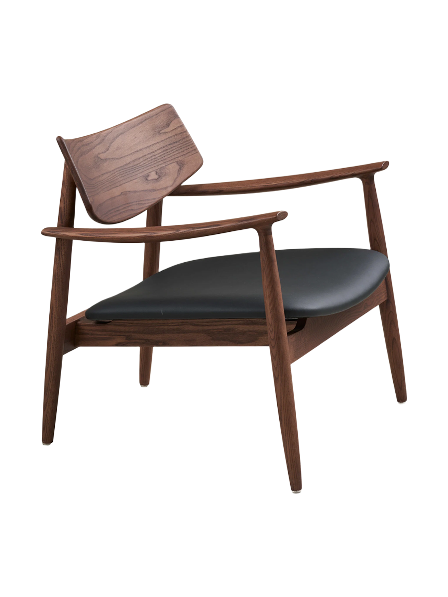
Fauteuil lounge design en bois massif « Olvera » - Sans repose-pieds / Noyer / Noir