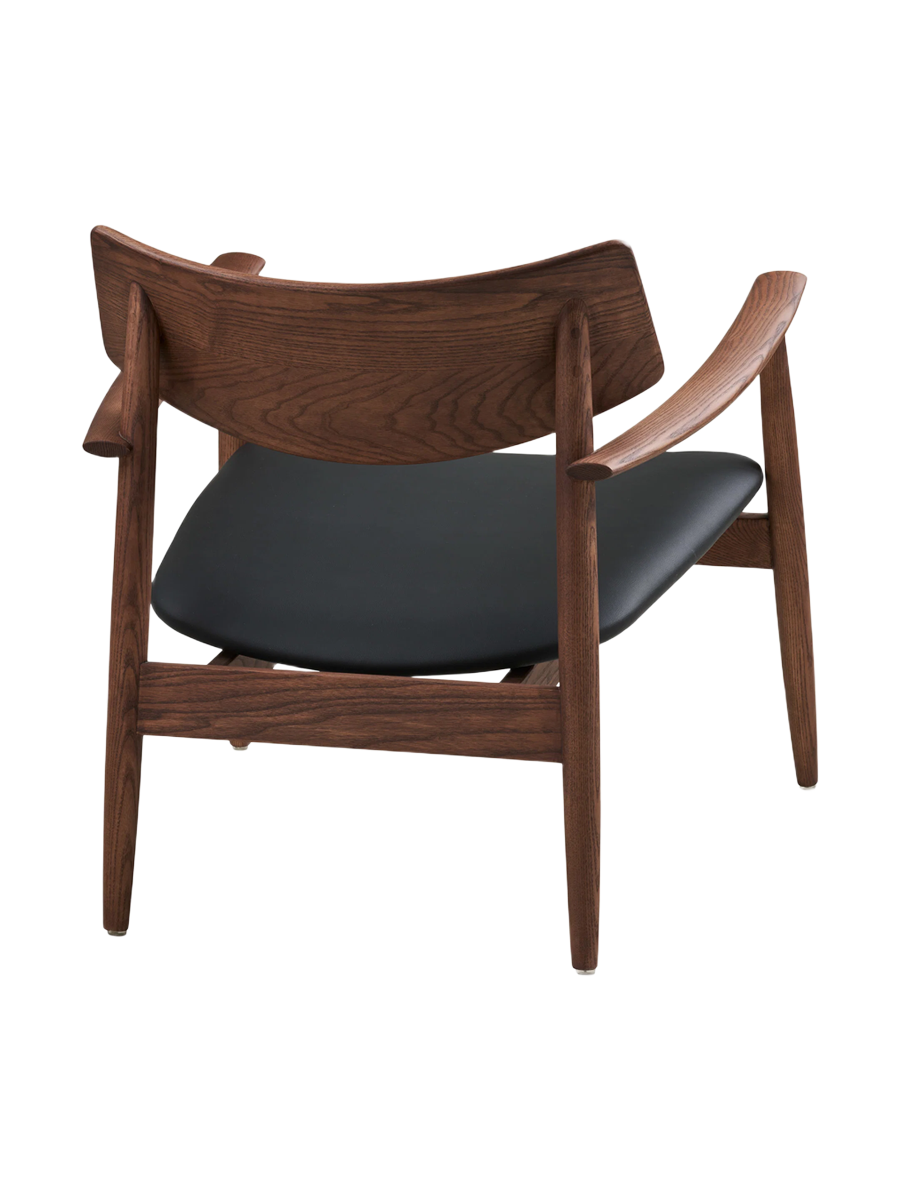 
Fauteuil lounge design en bois massif « Olvera » - Sans repose-pieds / Noyer / Noir