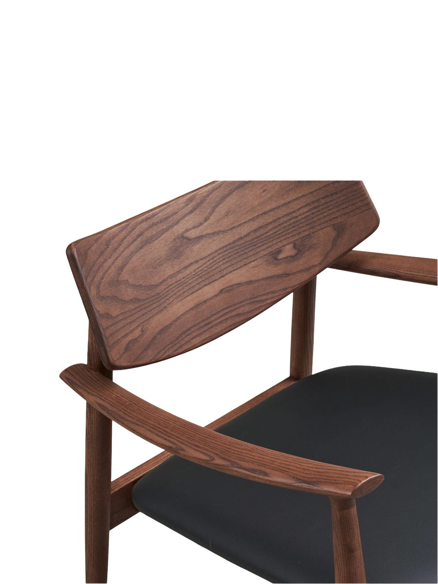 
Fauteuil lounge design en bois massif « Olvera » - Sans repose-pieds / Noyer / Noir
